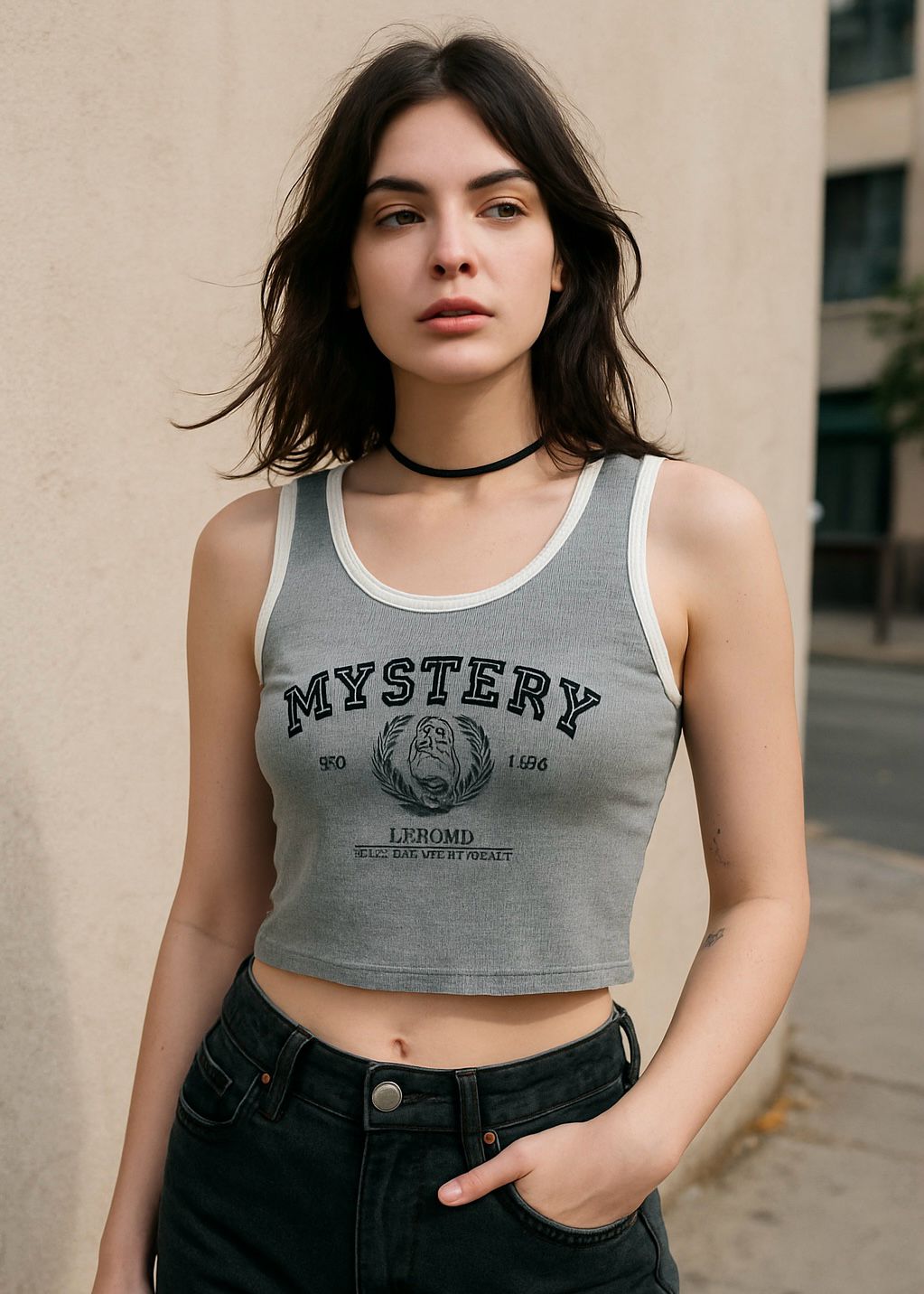 Printed Tank Top (Grey)