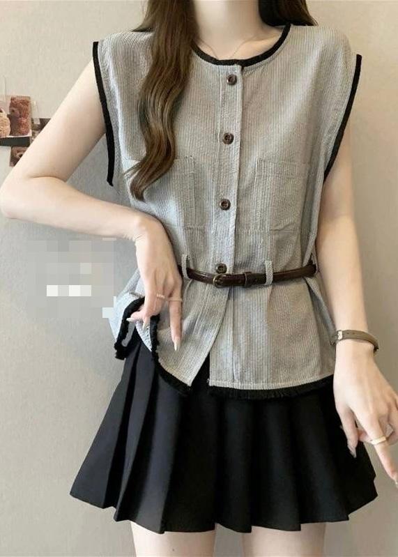 Waist Coat Style Top with Belt