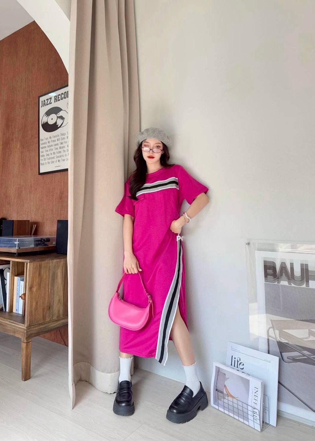 Smart T-Shirt Dress with Stripe Detailing