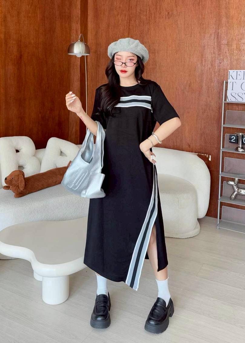 Smart T-Shirt Dress with Stripe Detailing