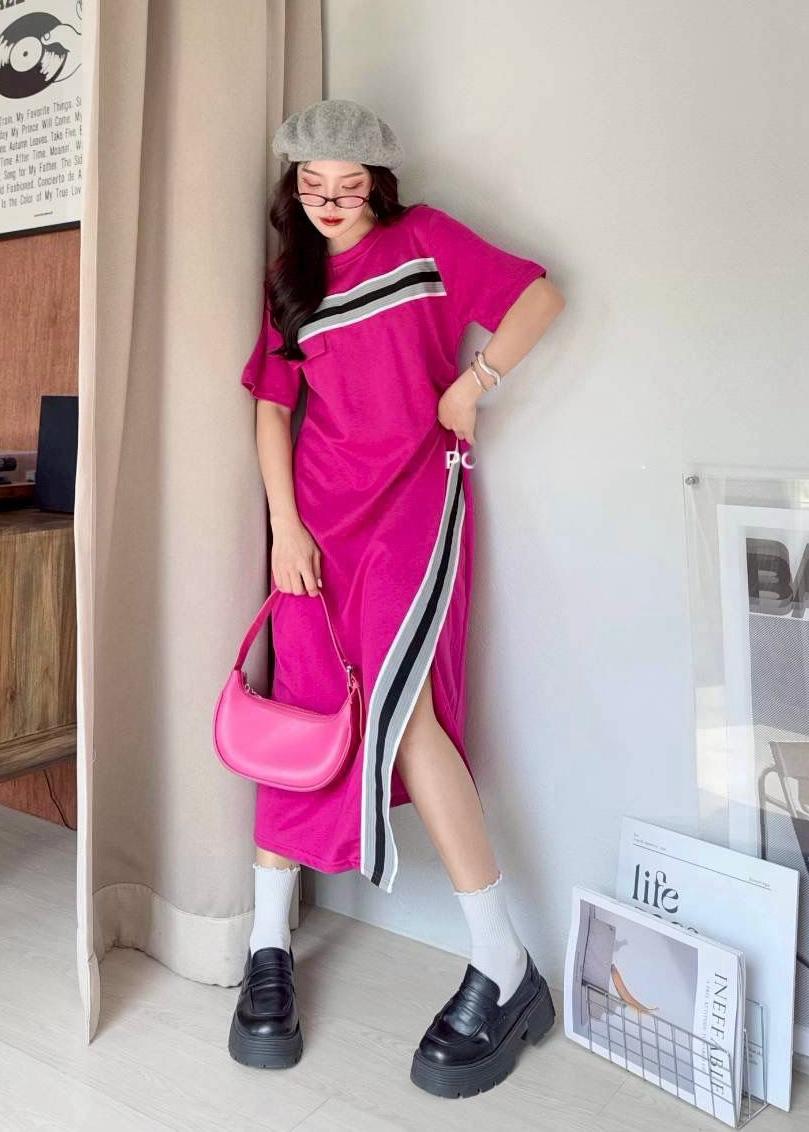 Smart T-Shirt Dress with Stripe Detailing