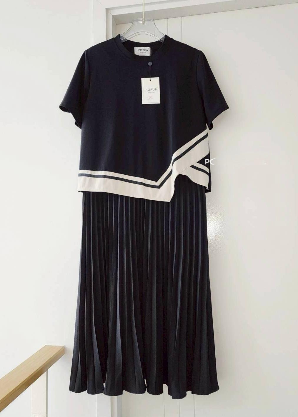 2 Pc Half Plain Half Pleated Coord Set