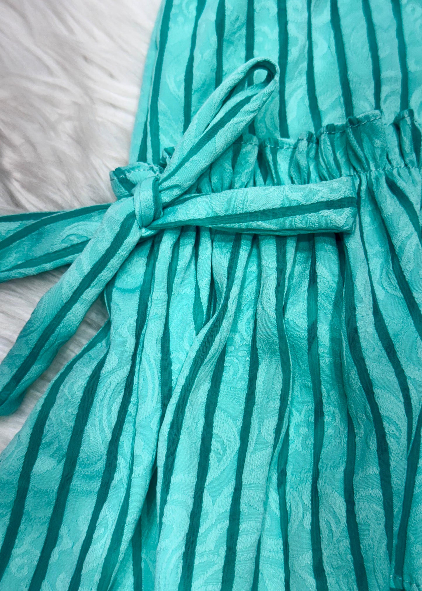 Striped Short Peplum Top with Bow