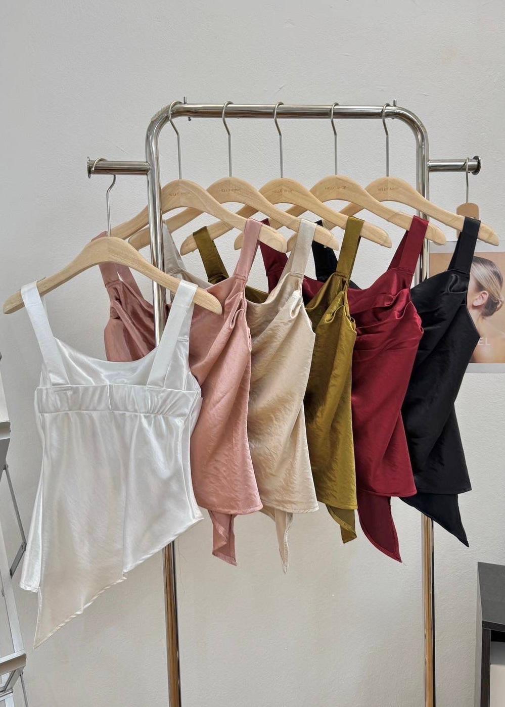 Plain Satin Cowl Neck Tops