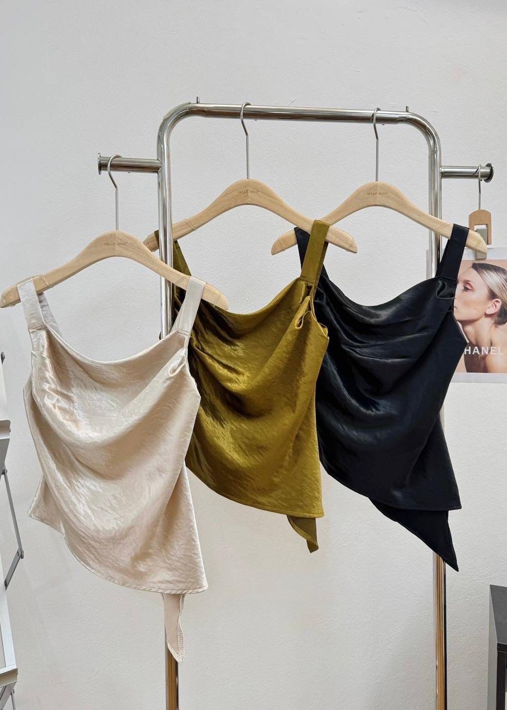 Plain Satin Cowl Neck Tops