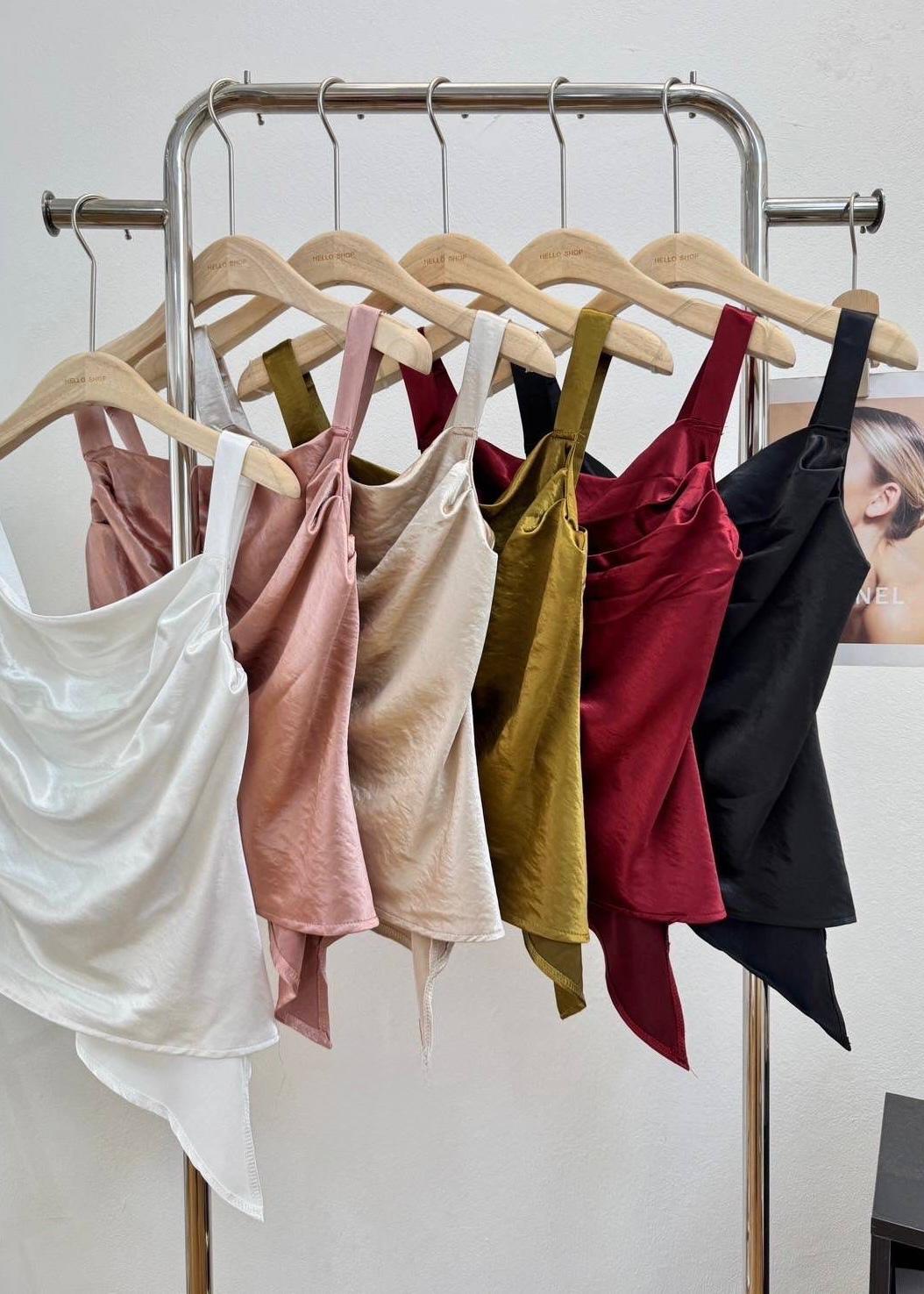 Plain Satin Cowl Neck Tops