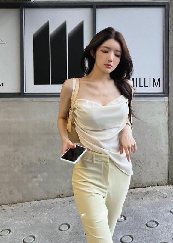 Plain Satin Cowl Neck Tops