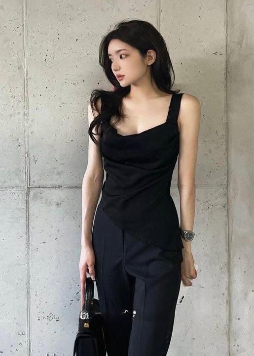 Plain Satin Cowl Neck Tops