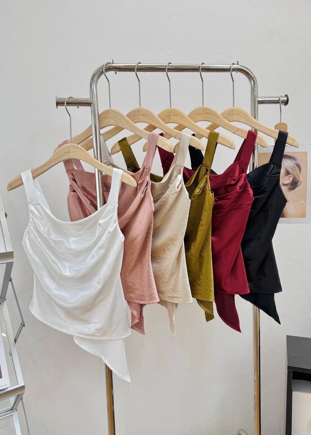 Plain Satin Cowl Neck Tops