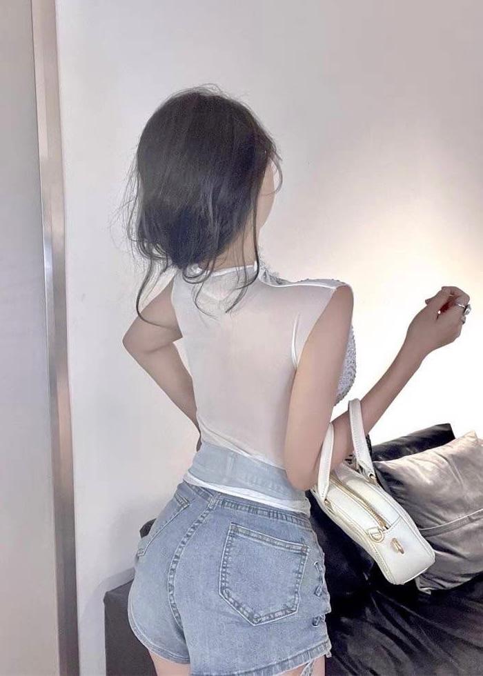 Stone Studded Mesh Top
