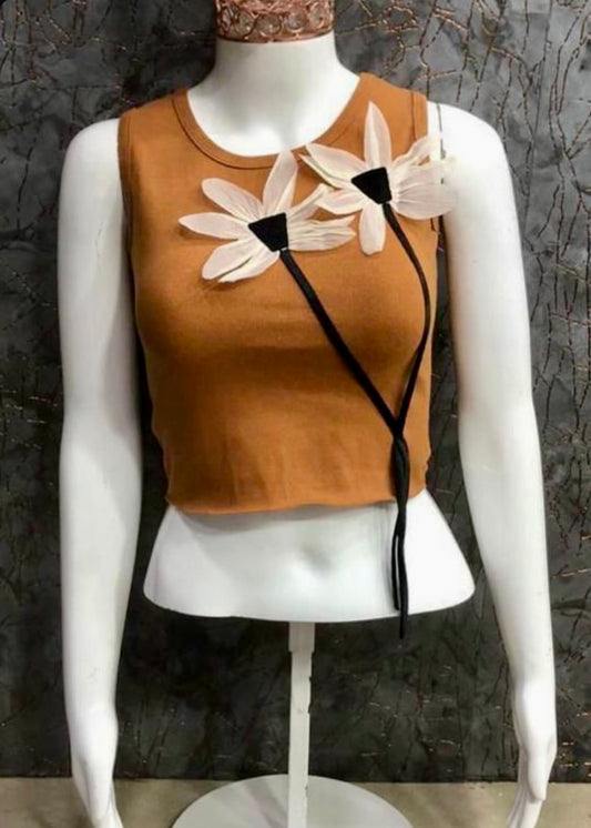 Tank Top with 3D Flowers