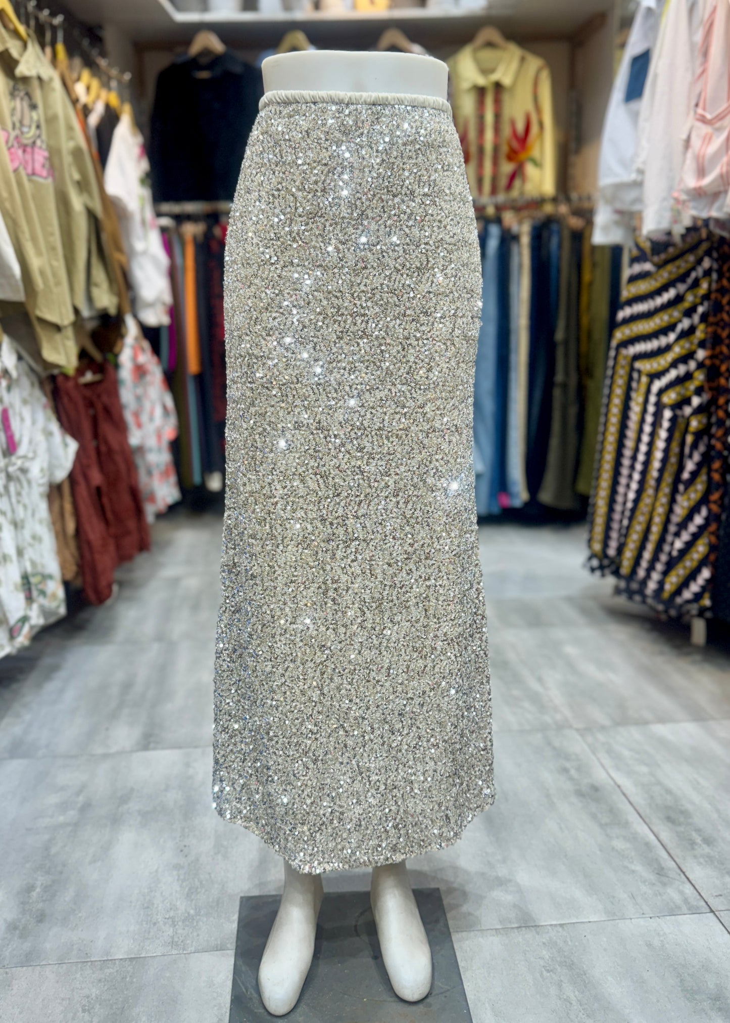 Sequin Studded Long Party Skirt