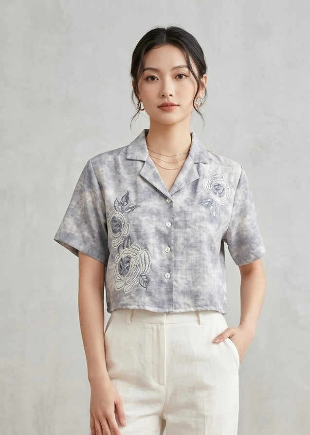 Embroidered Crop Shirt