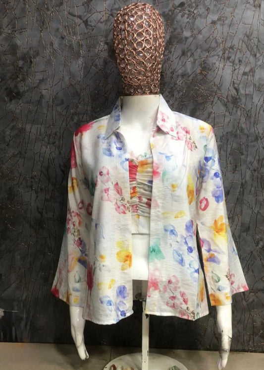 2 Pc Set - Printed Shirt with Bustier