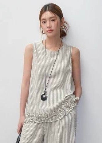 Striped Mid Length Top with Belt