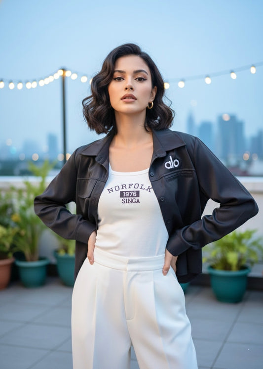 2 Pc Crop Shirt and Inner Set