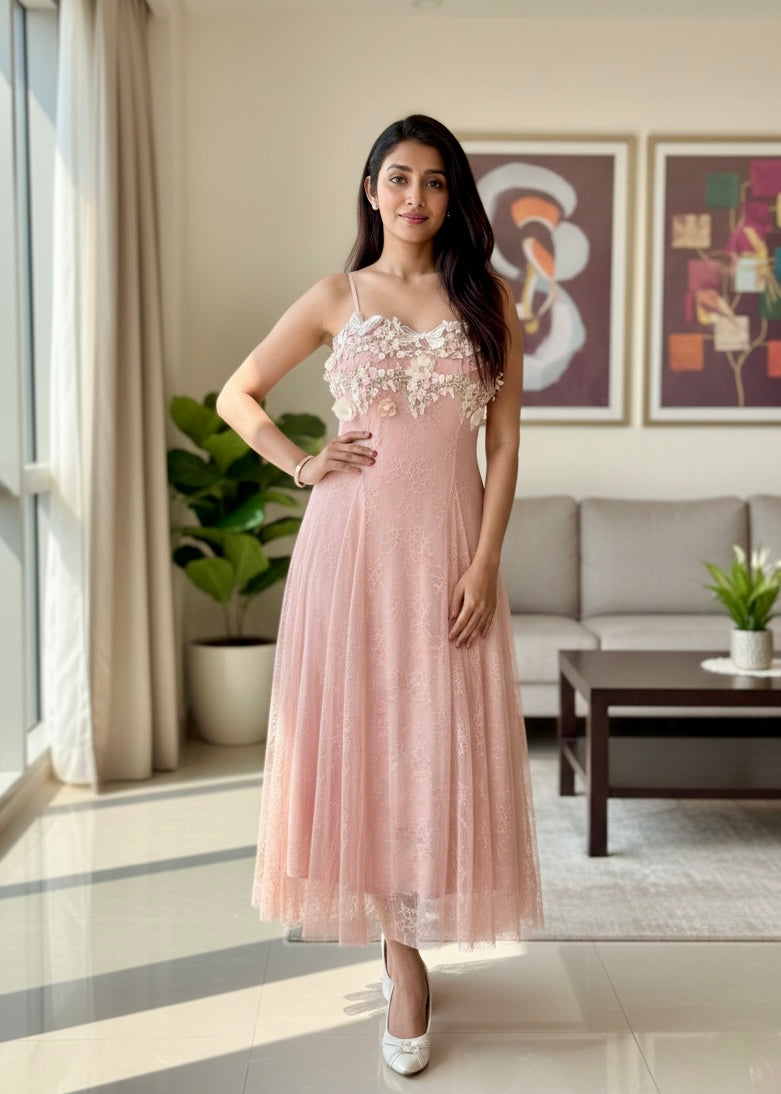 Pretty in Pink Long Floral Dress