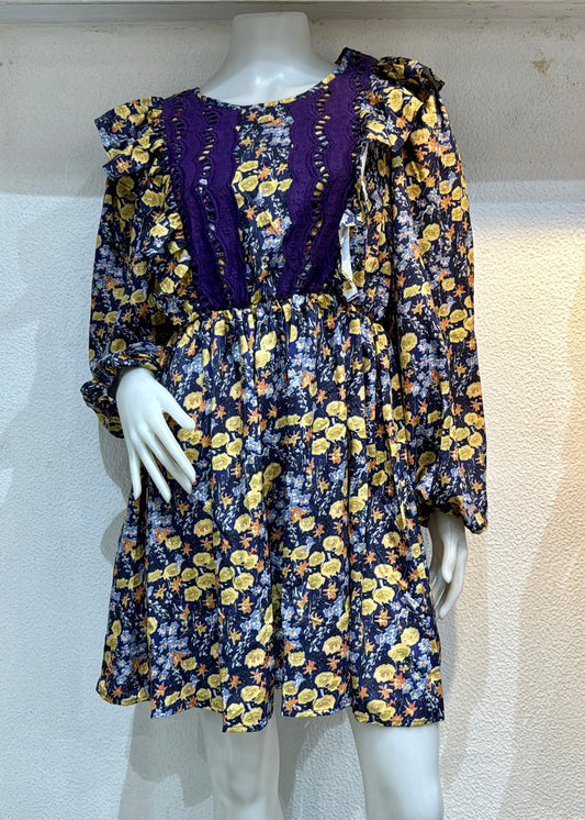 Floral Printed Dress (Purple)