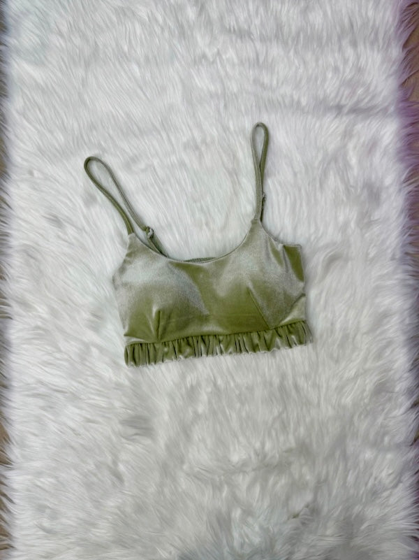 Crop Velvet Padded Bralette Top