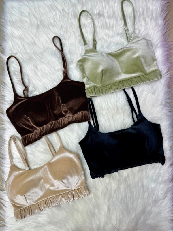 Crop Velvet Padded Bralette Top