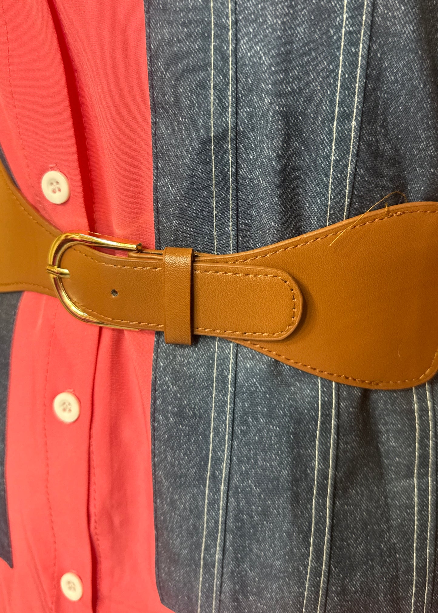 3 Pc Set - Demin Print Shirt, Pant & Belt.