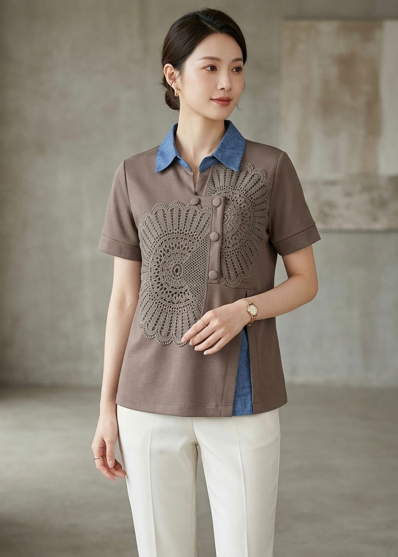 Comfiest Tshirt with Lace & Denim work