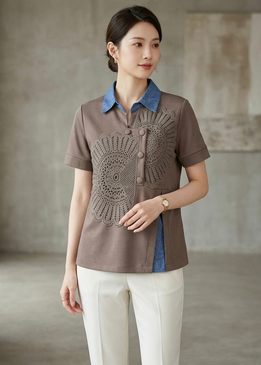 Comfiest Tshirt with Lace & Denim work
