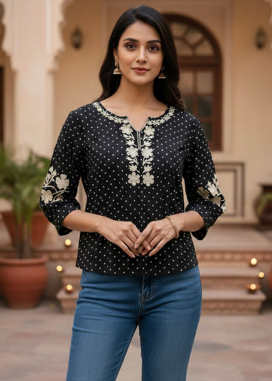 Embroidered Short Kurta Top