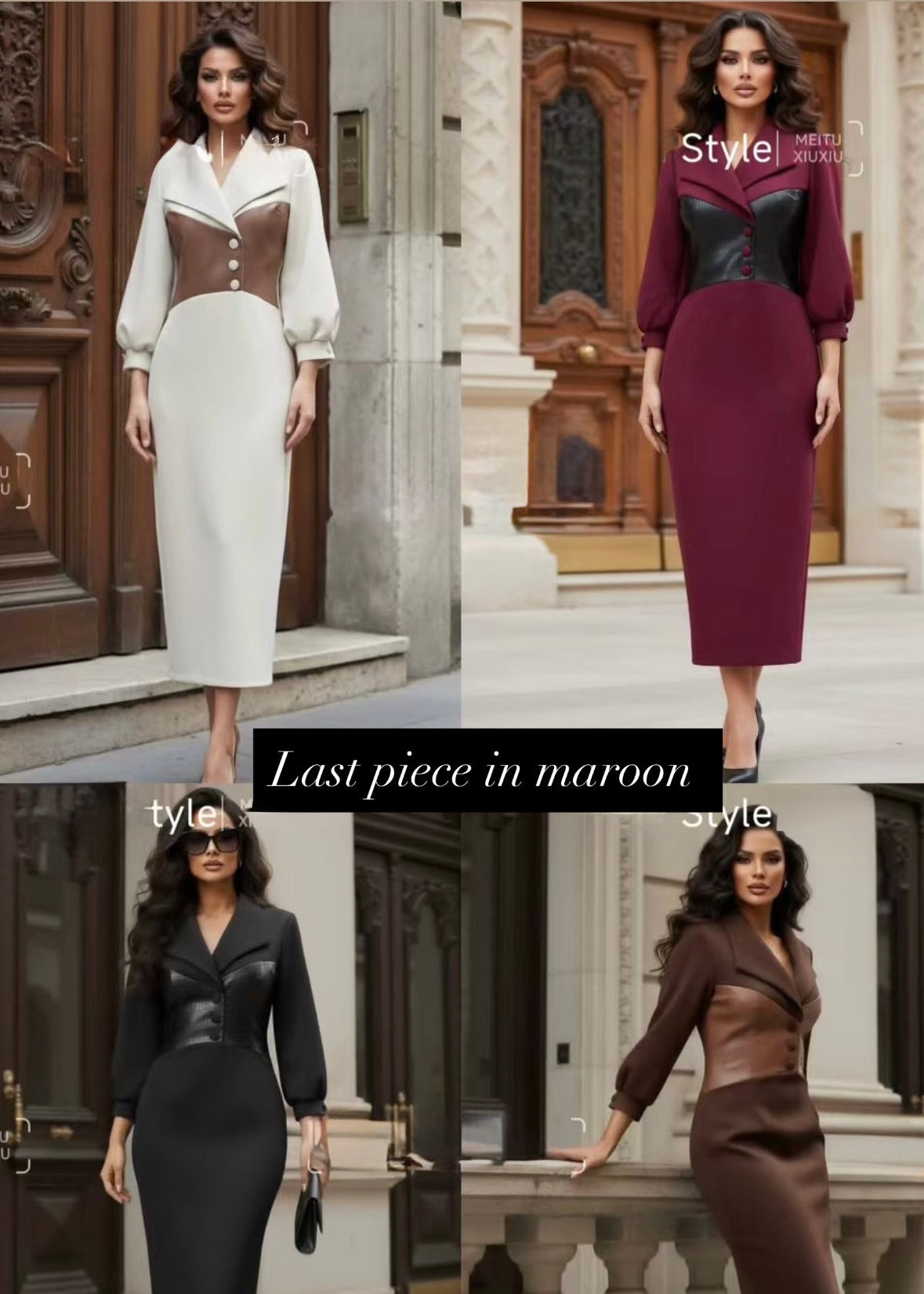 Premium Bodyfit Dress with Leather Patch on Chest