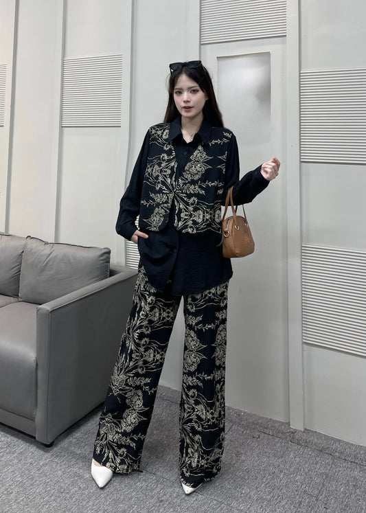 2 Pc Set - Oversized Shirt with Attached Waist Coat and Matching Pant