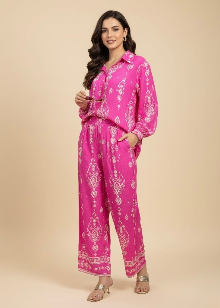 2 Pc Set - Printed Cotton Shirt with Matching Pant