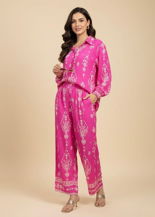 2 Pc Set - Printed Cotton Shirt with Matching Pant