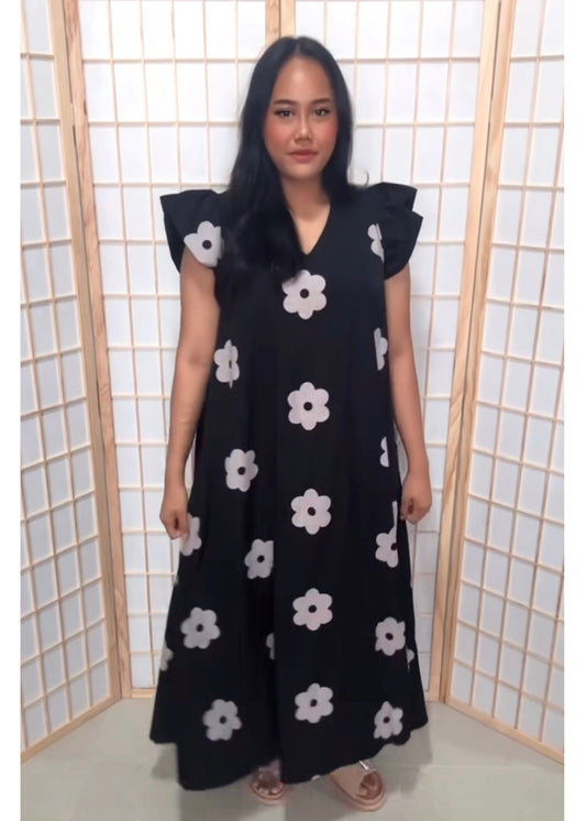 Long A-line Flower Printed Dress