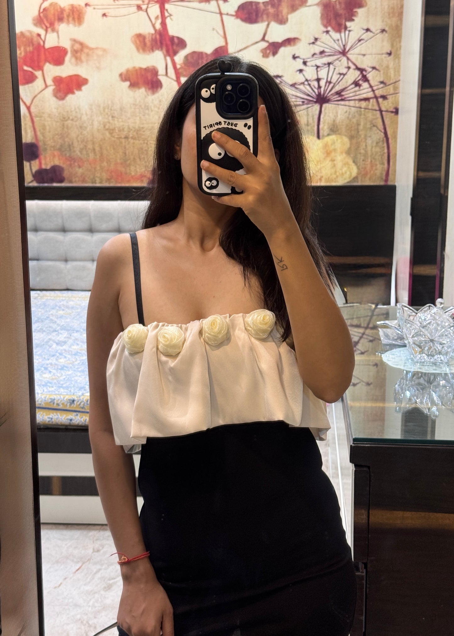 Long Bodycon Dress with 3D Rose on front