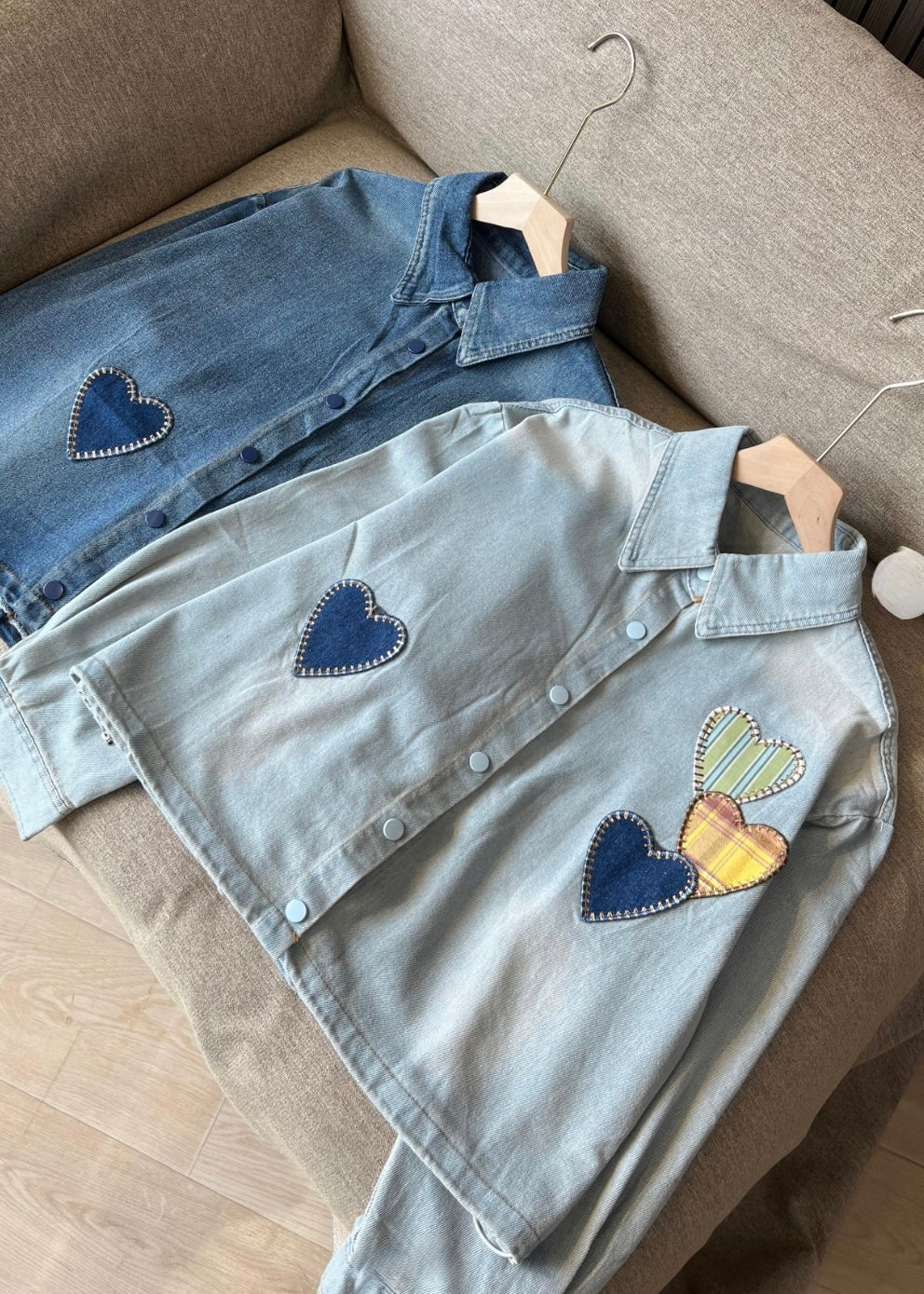Heart Patchwork Denim Shirt