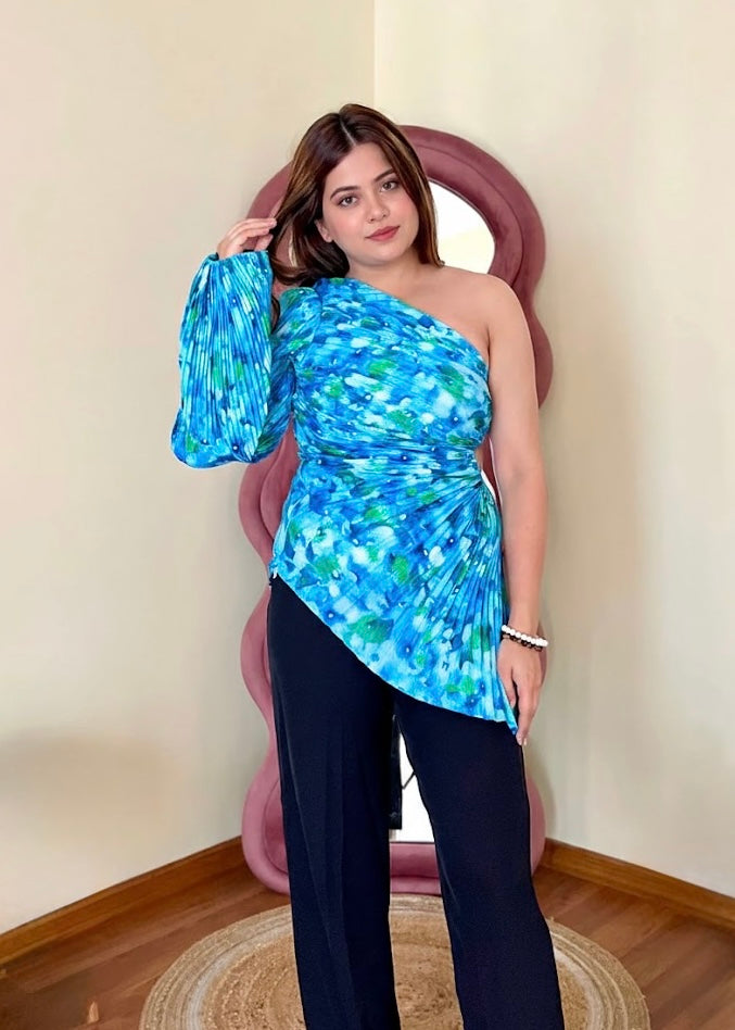 Viral Floral Printed One Shoulder Top