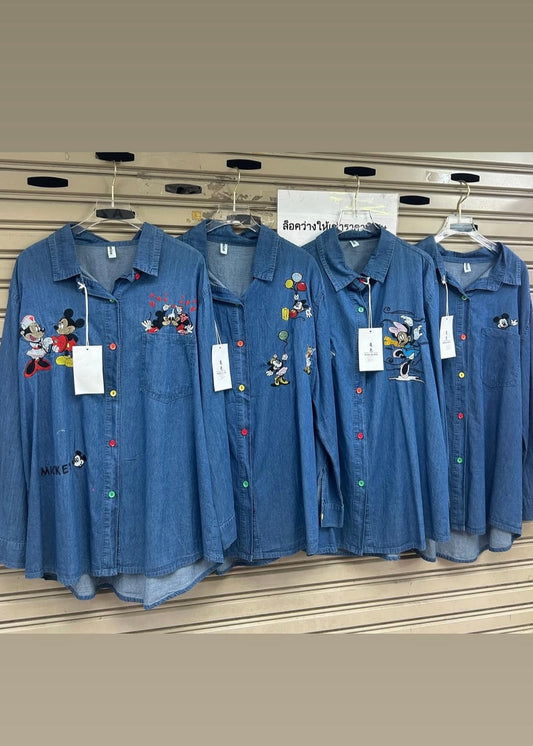 Light Denim Cartoon Shirts