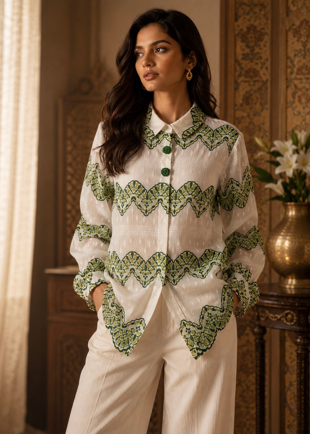 Fancy Embroidered Cotton Shirt for Women