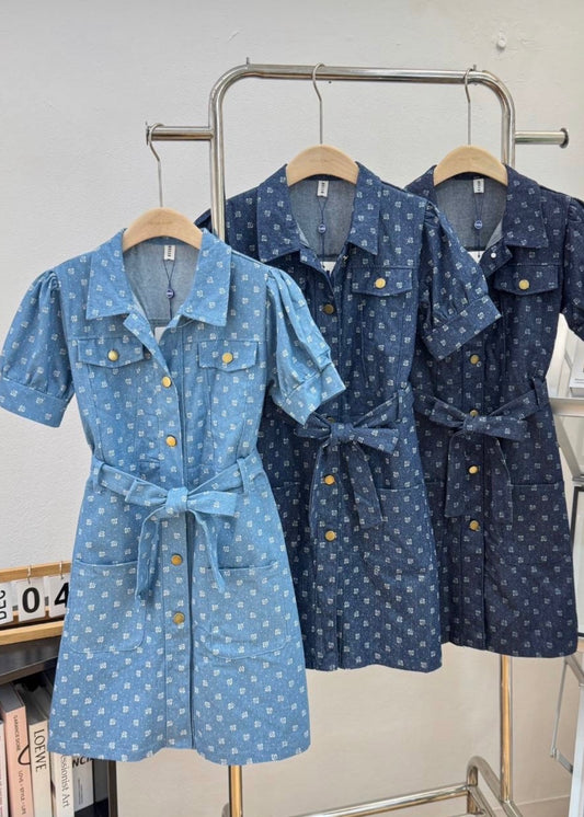 Denim Shirt Dress with Belt