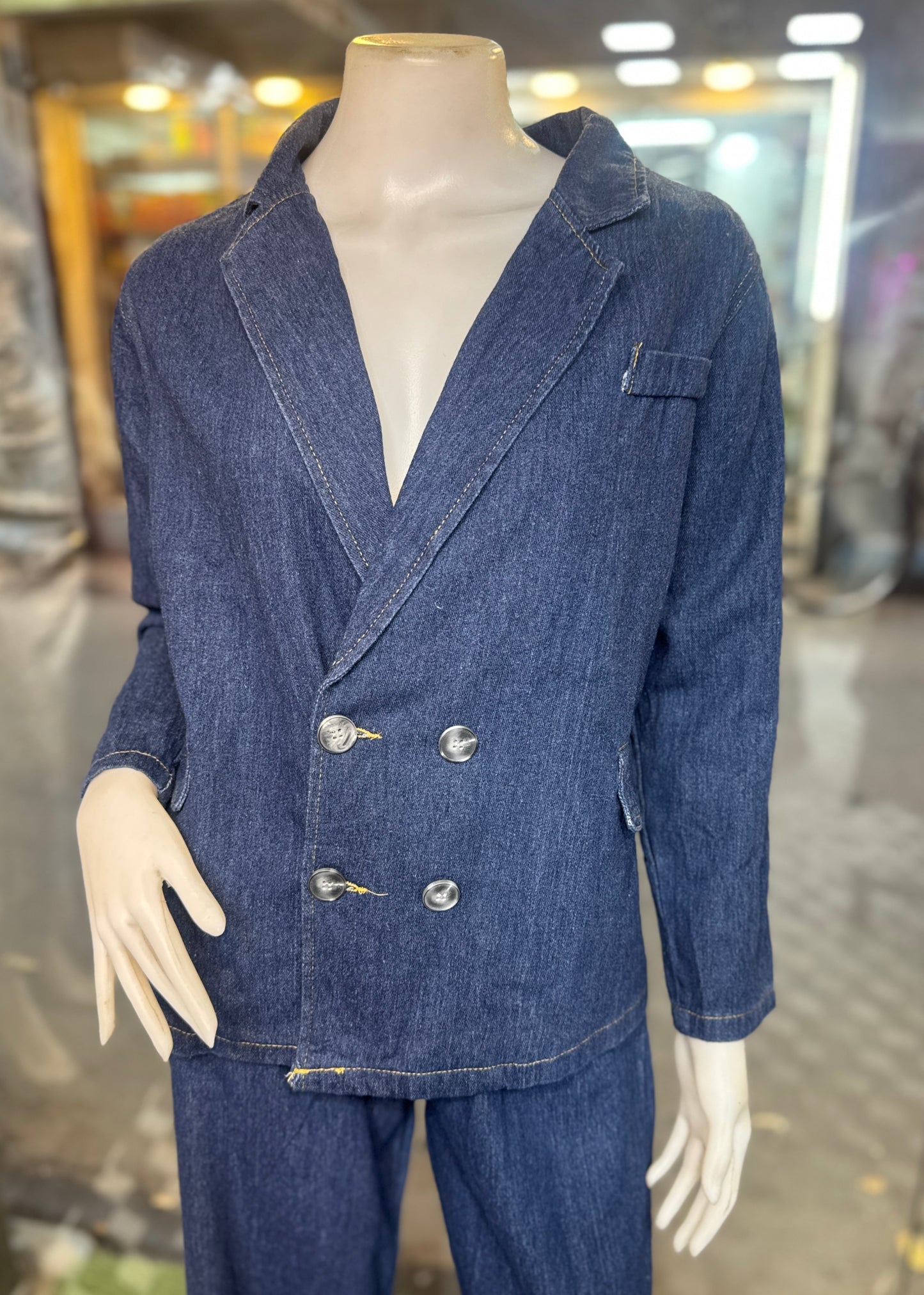 2 Pc Set - Blazer Style Denim Top and Pant