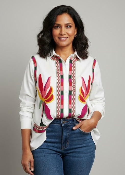 Colourful Embroidered Shirt