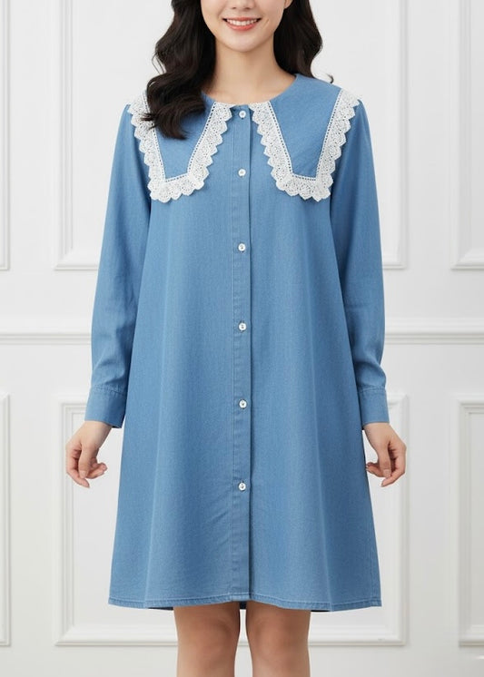 Cute Light Denim Shirt Dress