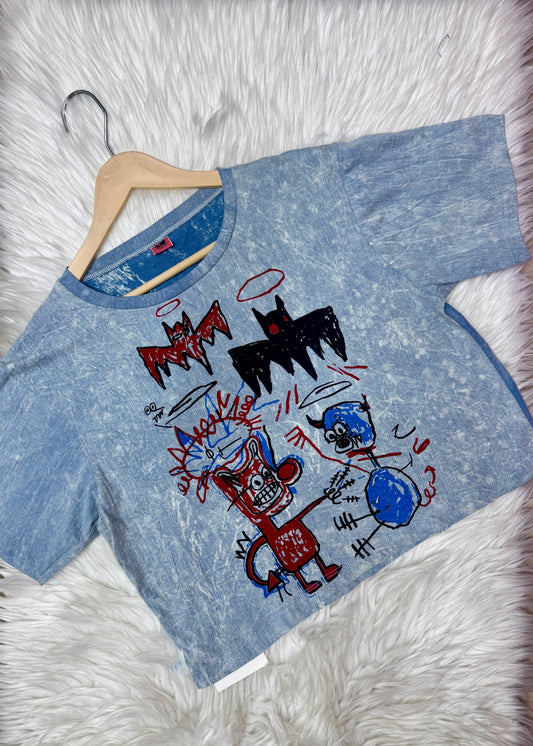 Acid Wash Crop Oversized T-shirt