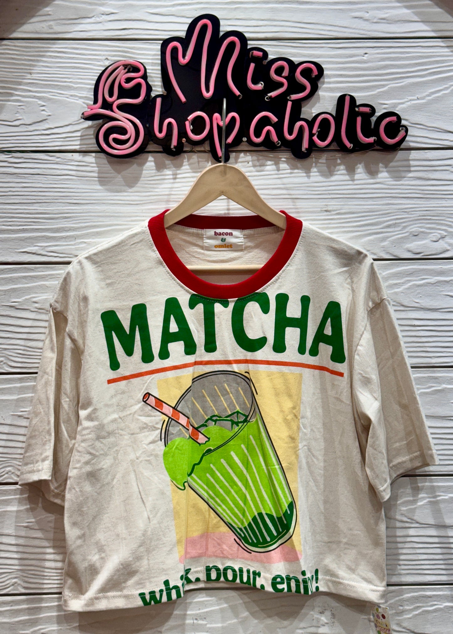 Matcha Printed Oversized Crop T-shirt