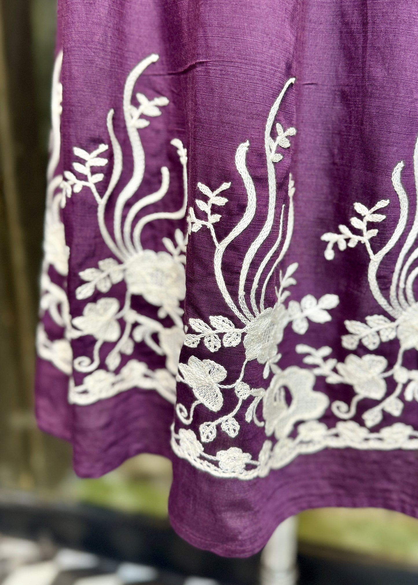 Cotton Linen Embroidered Midi Dress