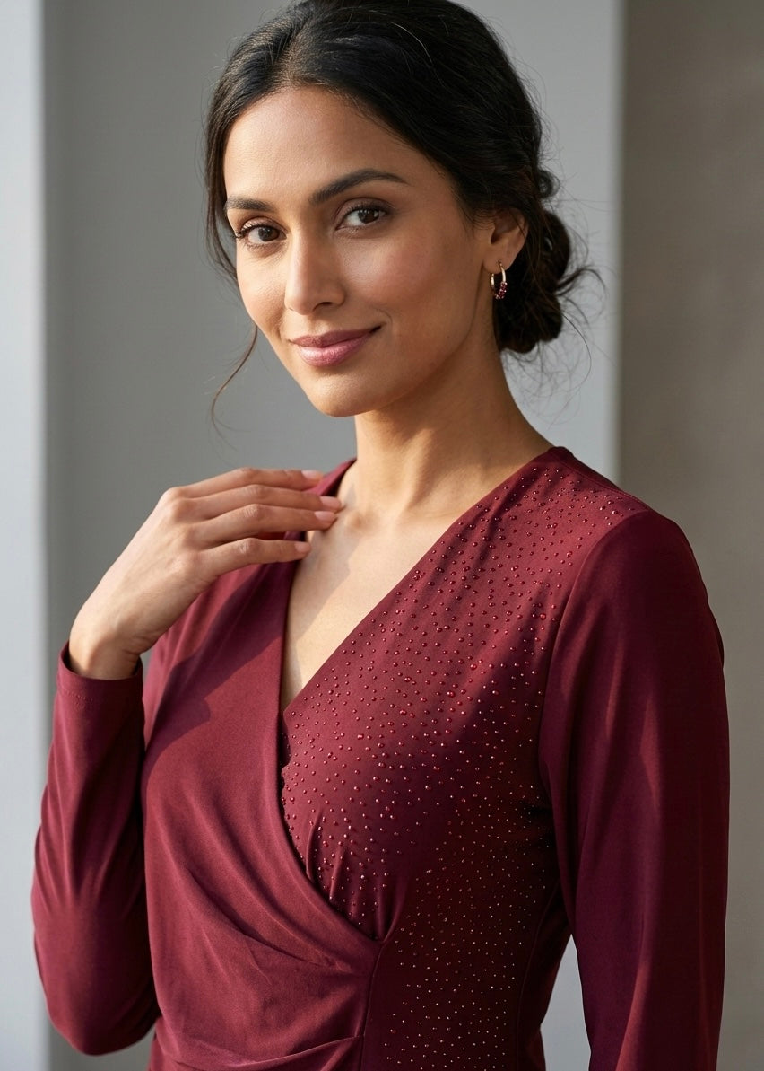 Partywear Top with Stones and Side Ruched