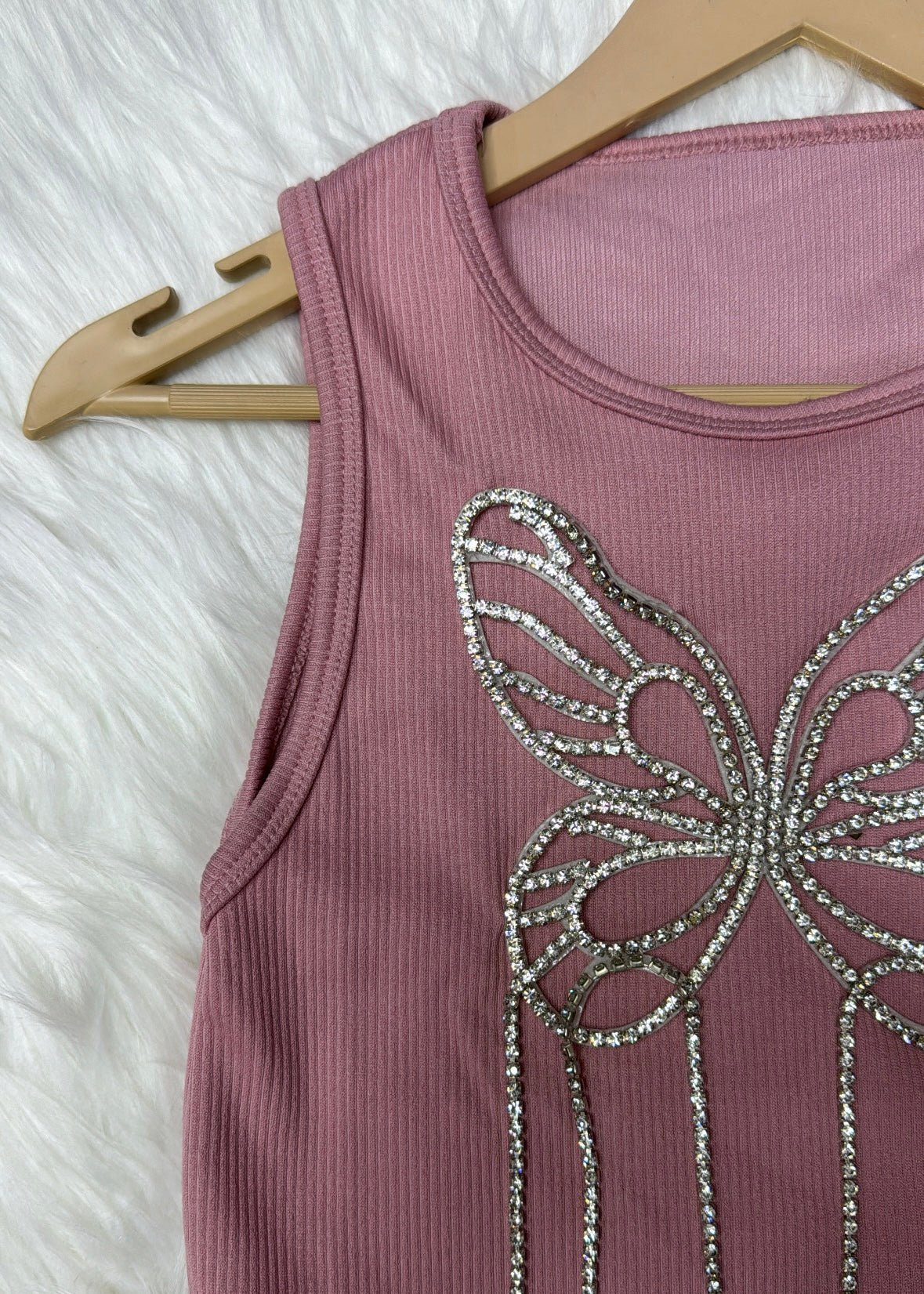 Tank Top with Studded Butterfly