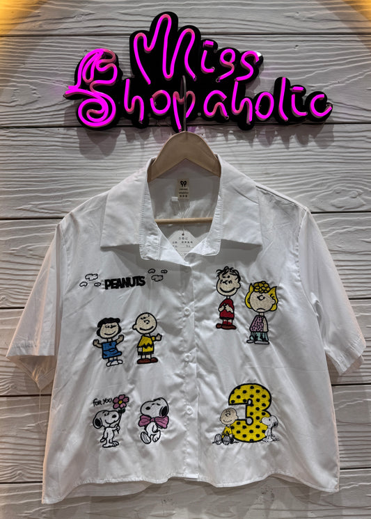 Snoopy Patchwork Crop Shirt