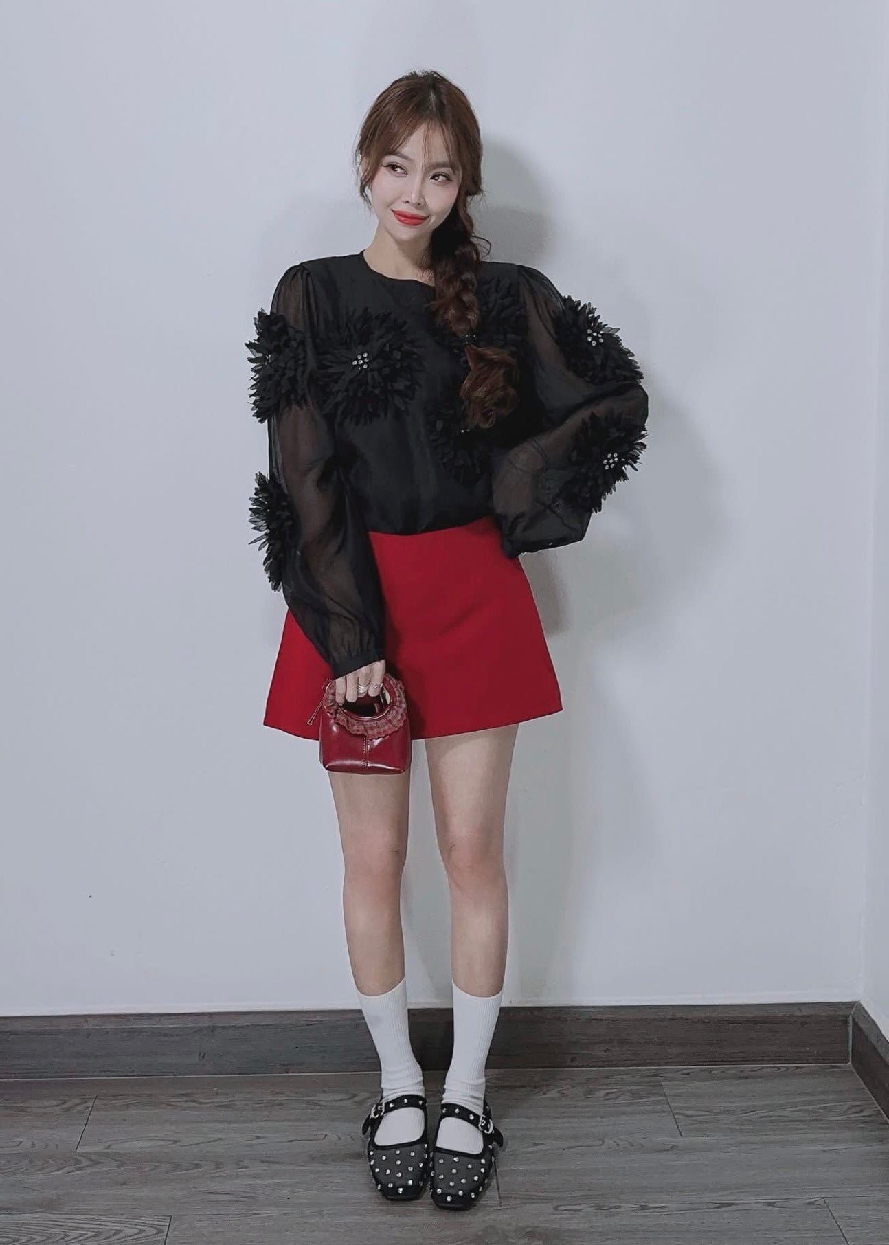 Partywear Top with 3D Flower Patch
