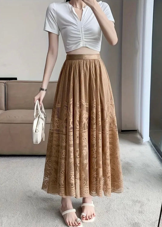 Long Flare Net Skirt